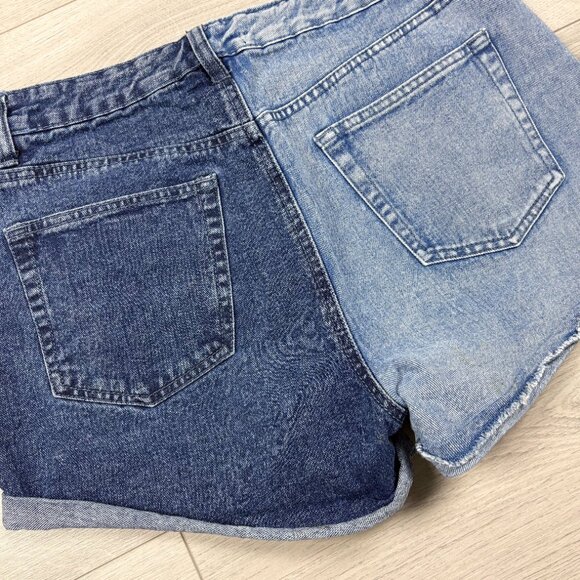 Aeropostale Women’s Colour Block Denim Mom Shorts Blue Size 8 - Picture 5 of 5